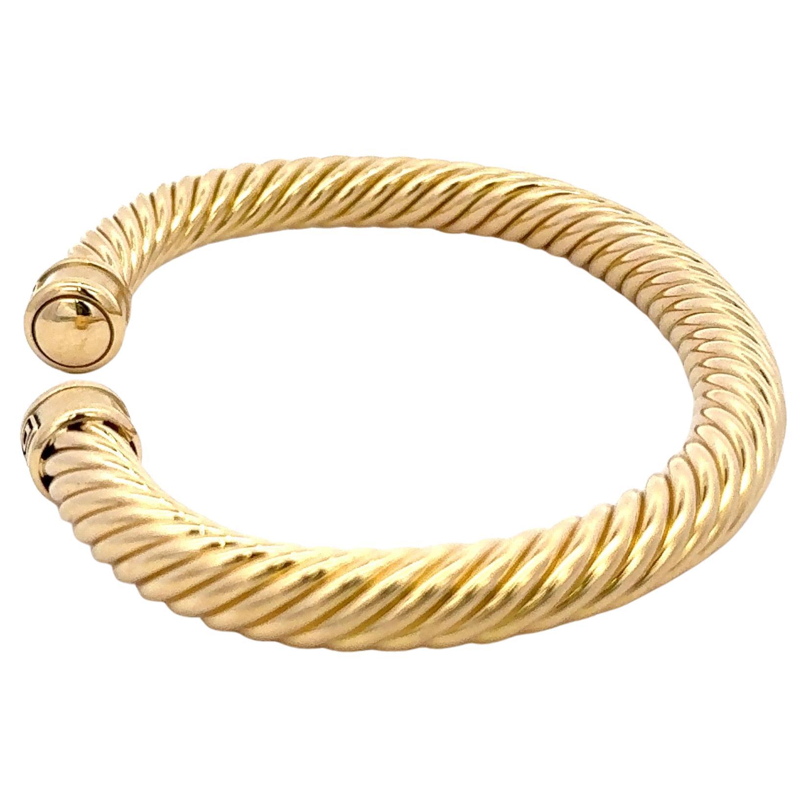 David Yurman, manchette câble en or jaune 18 carats 7 mm 23,1 grammes Excellent état - En vente à New York, NY