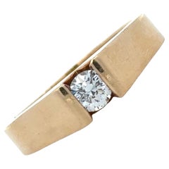 Anillo Moderno Solitario Caballero Diamante Oro Amarillo 14 Kilates