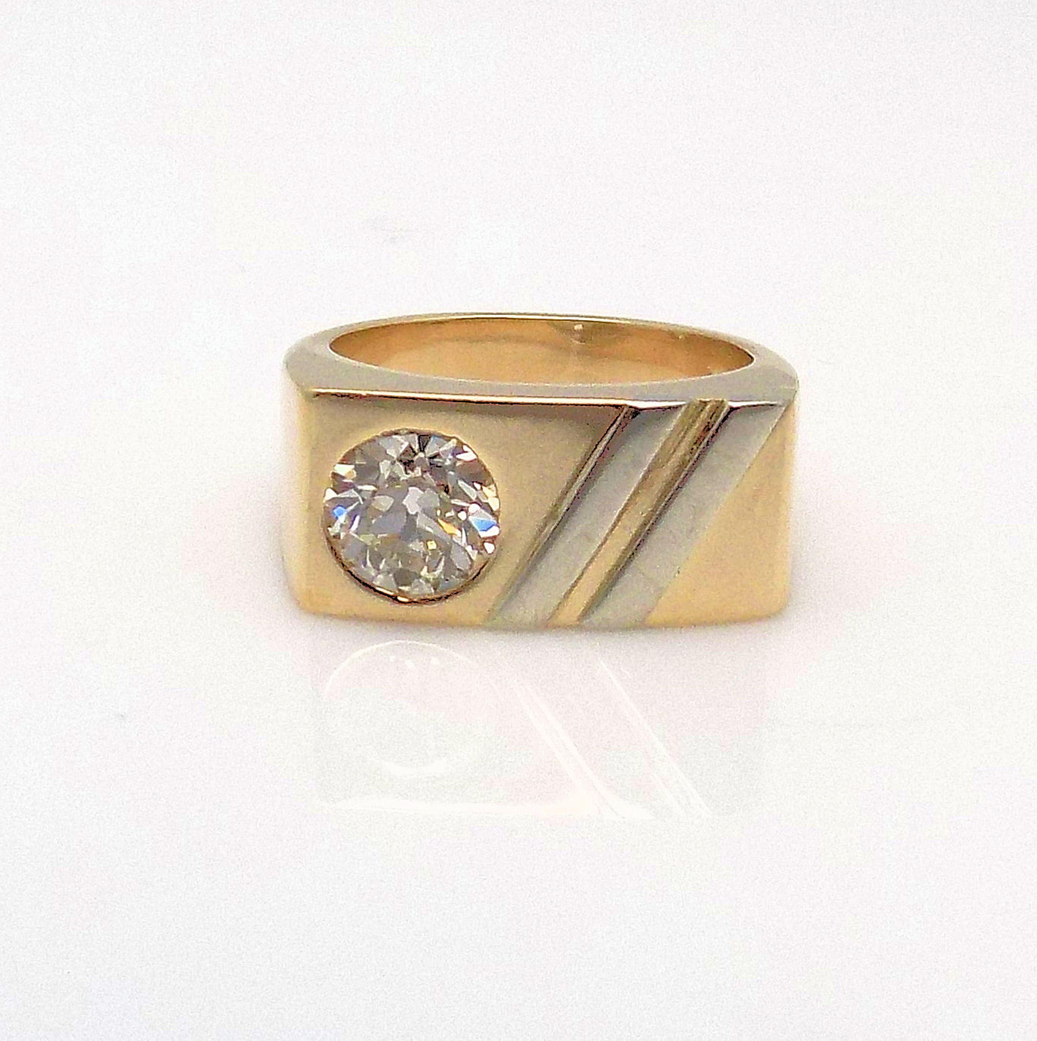Old European Cut Gent's Diamond Ring For Sale