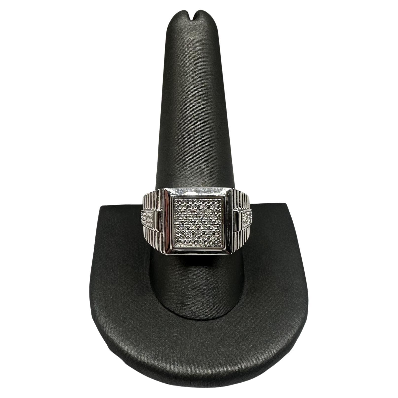 Gent’s Diamond Ring in Sterling Silver – 0.10ctw, Size 10.5, New