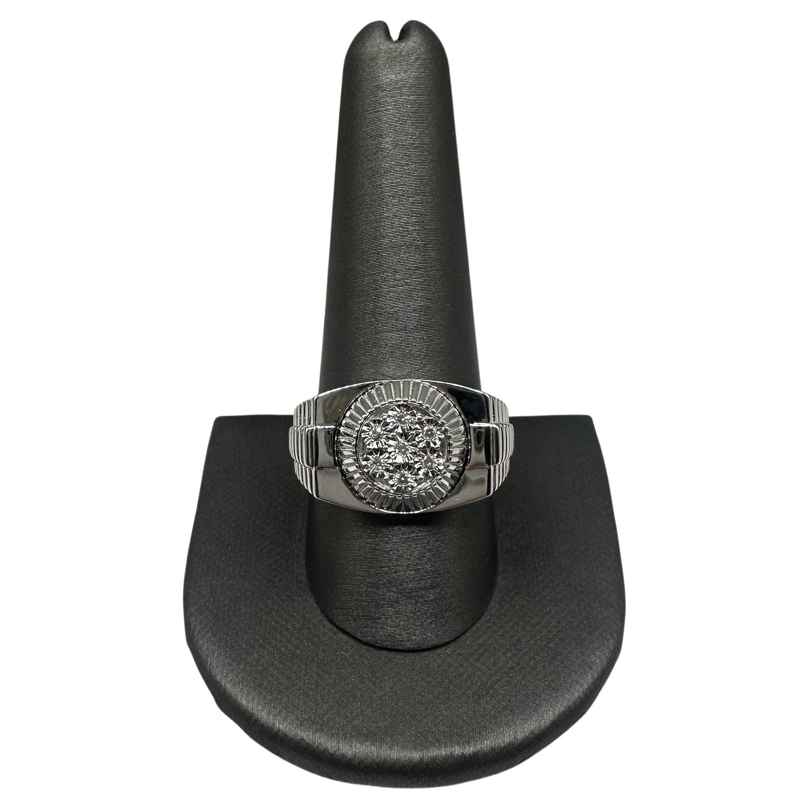 Gents Diamond Ring in Sterling Silver – 0.10ctw, Size 10.5, New