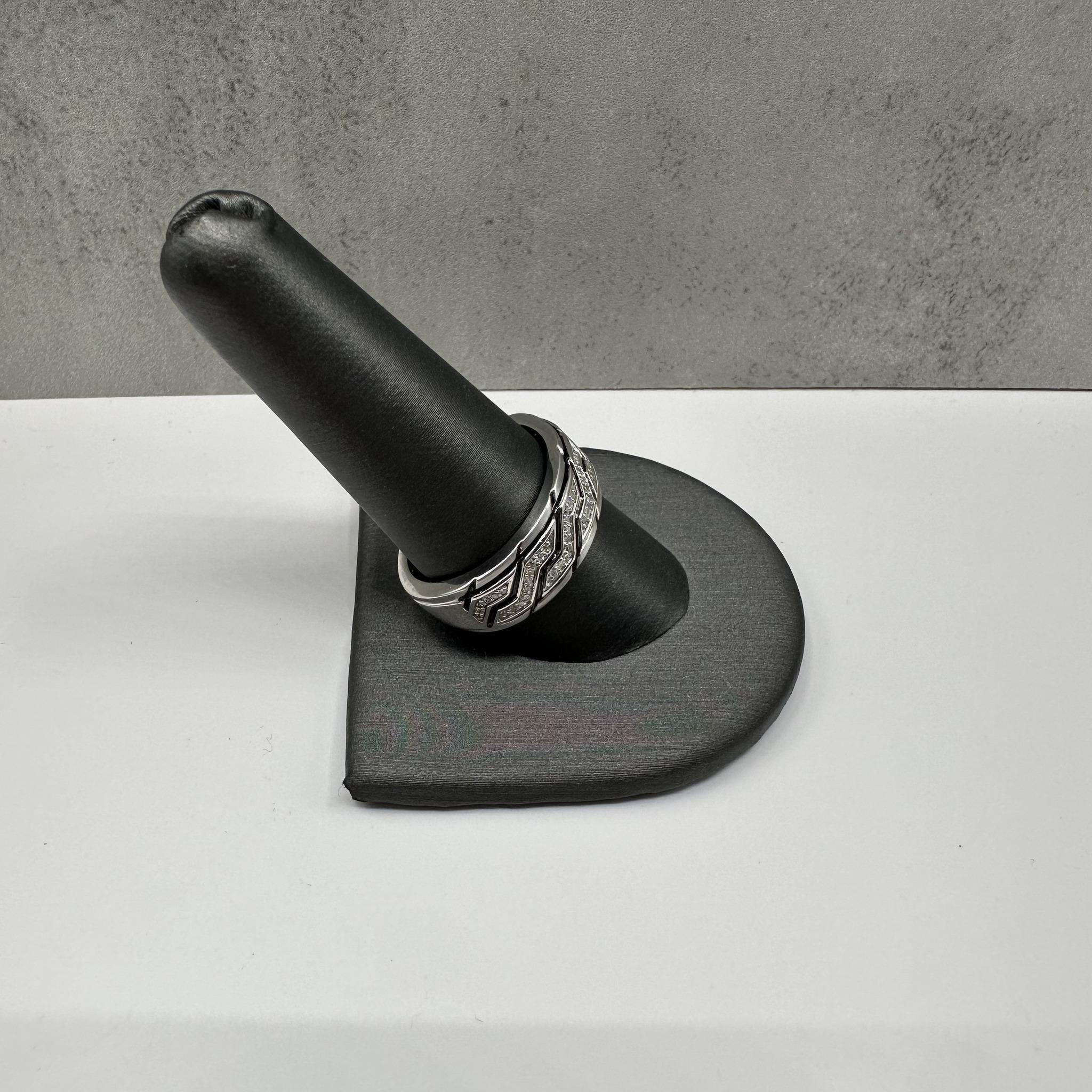 Moderne Bague en argent pour homme avec diamant - 0.20ctw, Taille 10, Nouveau en vente