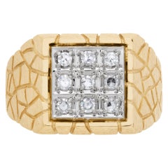 Gents Diamond Ring Set in 14k Yellow Gold, 0.50 Carats in Diamonds
