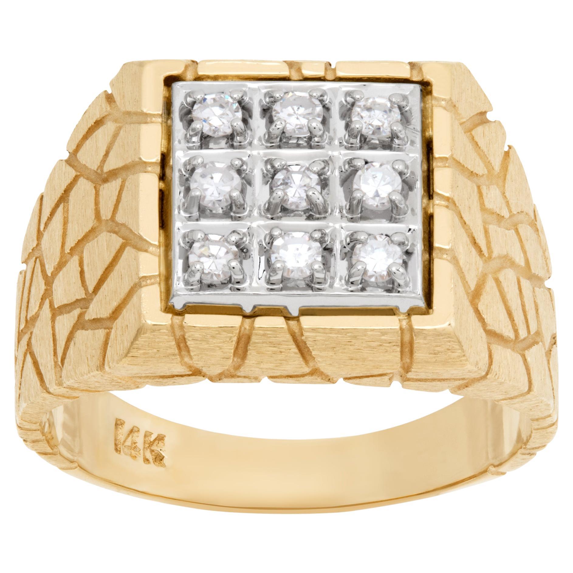 Gents diamond ring set in 14k yellow gold. 0.50 carats in diamonds. 