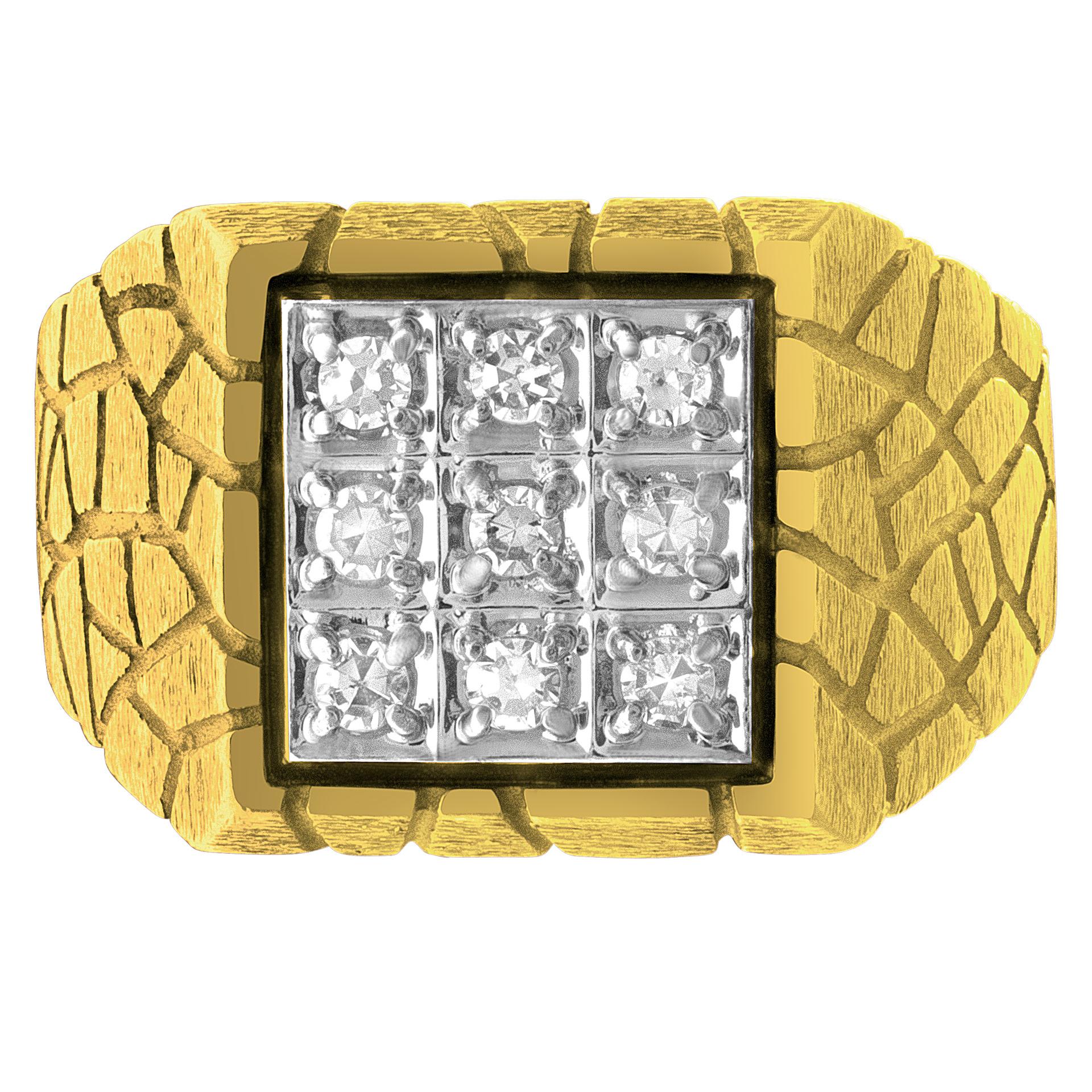 Anillo de diamantes para caballero en oro amarillo de 14k, 0,50 quilates en diamantes en Excelente Estado en Surfside, FL