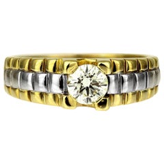 Gents Diamond Single Stone Ring in Bimetal 18 Carat Gold