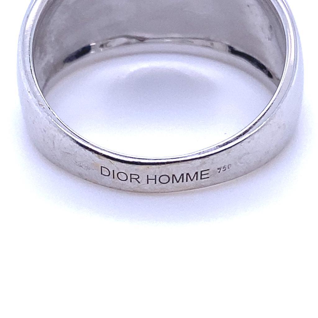Modern Gents Dior Homme Diamond Ring 18 Karat White Gold For Sale