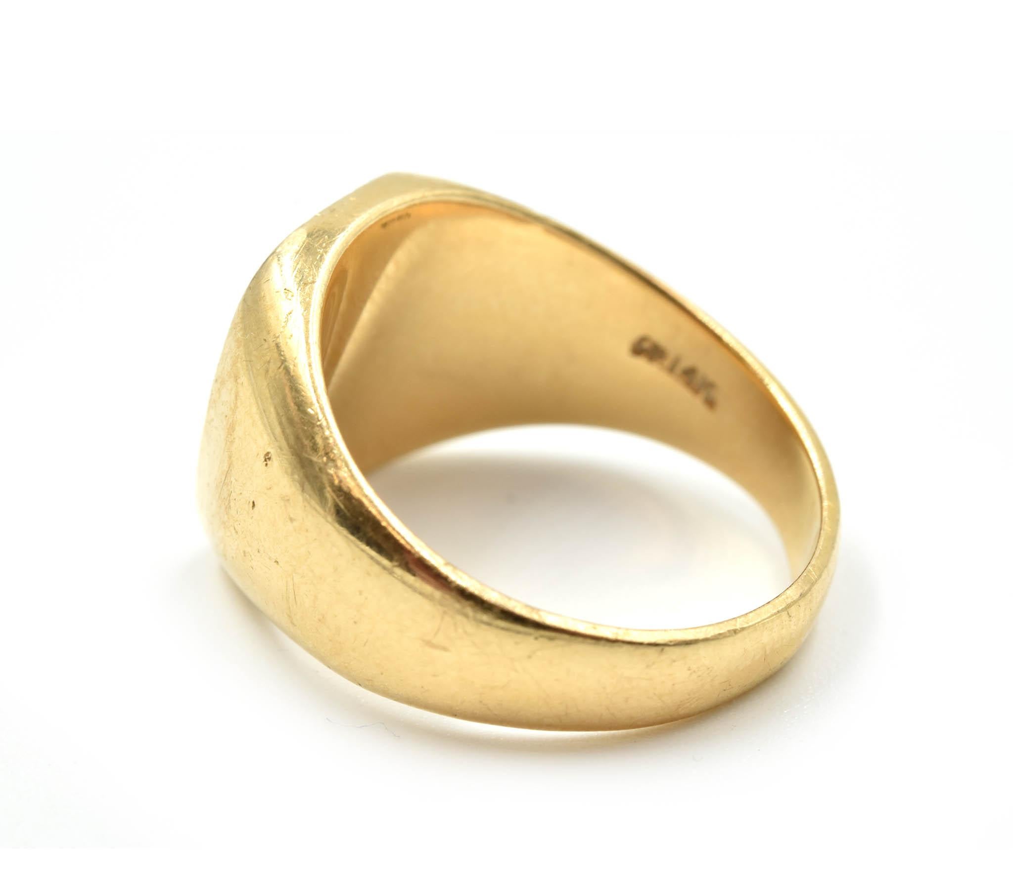 Gents Engravable Signet Ring 14 Karat Yellow Gold In New Condition In Scottsdale, AZ