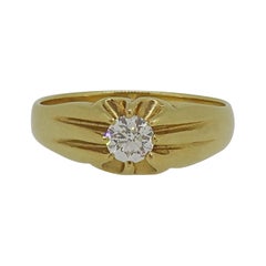 Gents Gypsy Diamond Solitaire Ring 18 Karat Yellow Gold