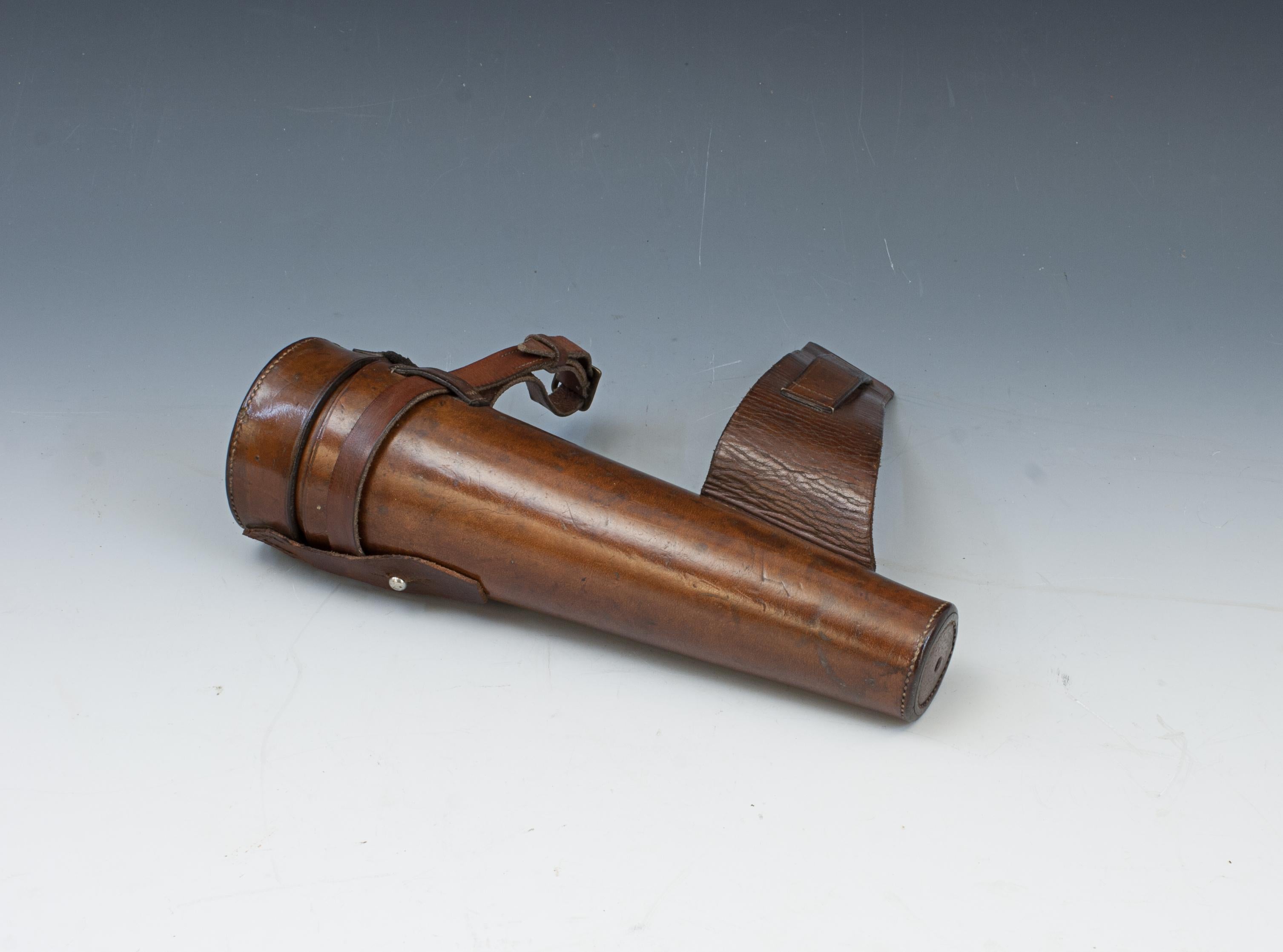 Victorian Gents Hunting Flask In Leather Case For Sale