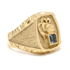 Gent's Lab Created Spinel Knight Signet Ring, 18k YellowGold, Ring, Men
