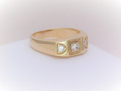 Gents Midcentury 14 Karat Gold 3-Stone Diamond Ring