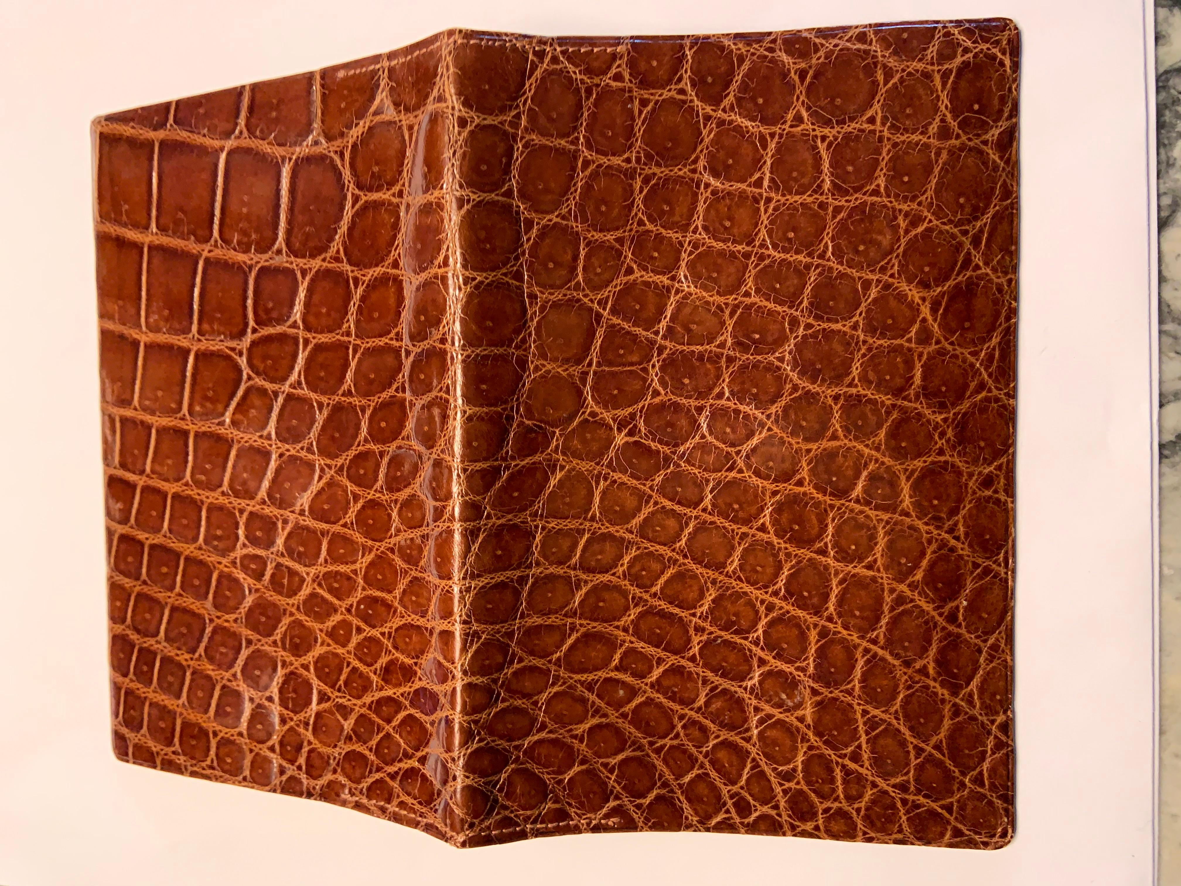 Red Gent's Mid Century Brown Crocodile Wallet Never Used For Sale