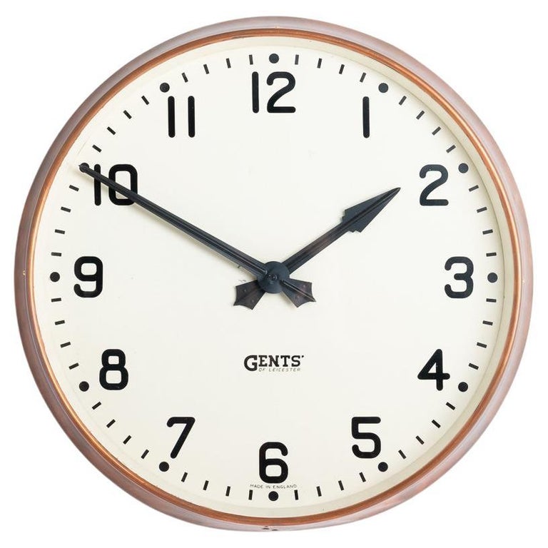 Gents of Leicester Industrial Copper Wall Clock For Sale at 1stDibs