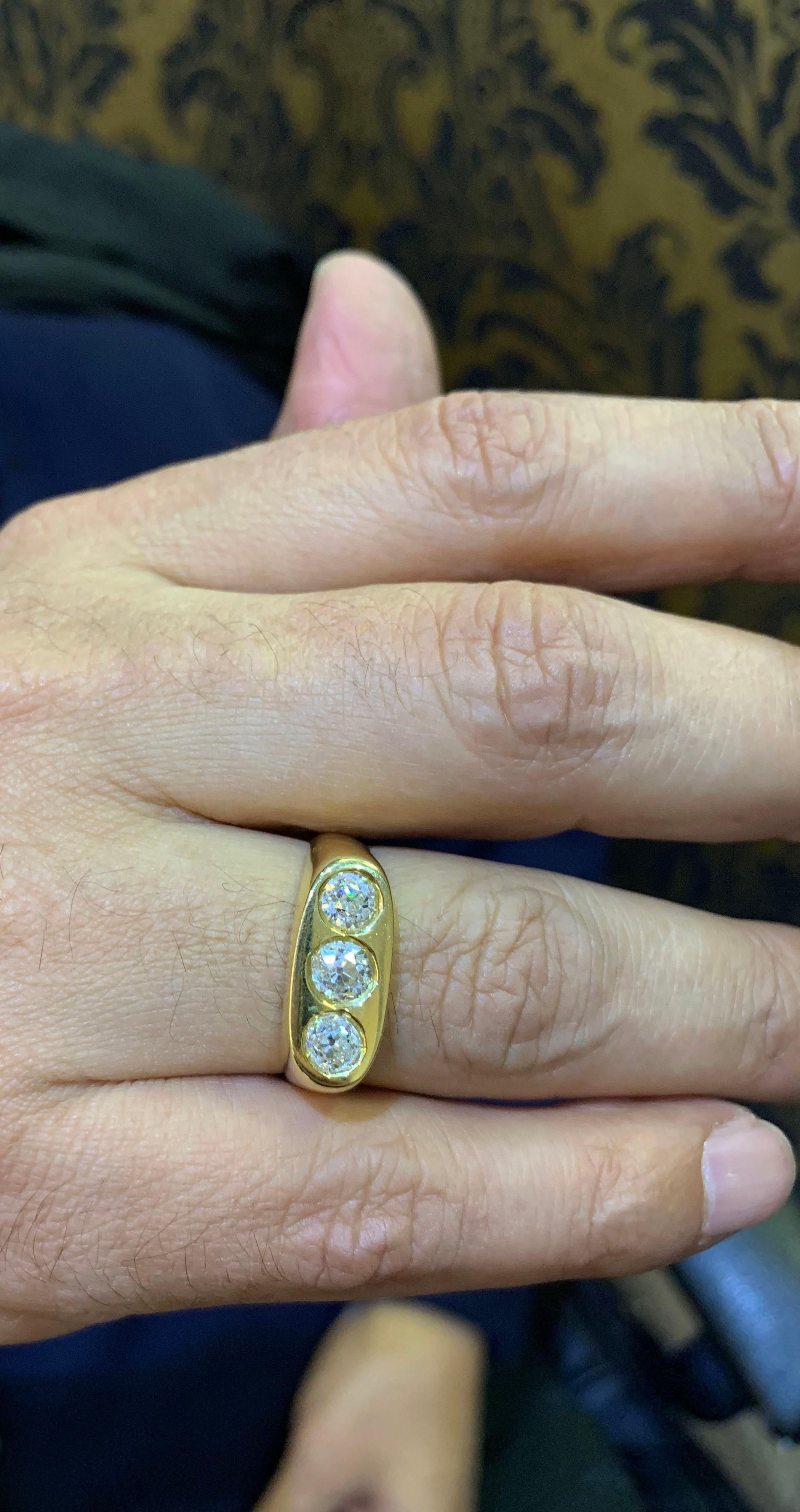 mens 3 stone diamond ring