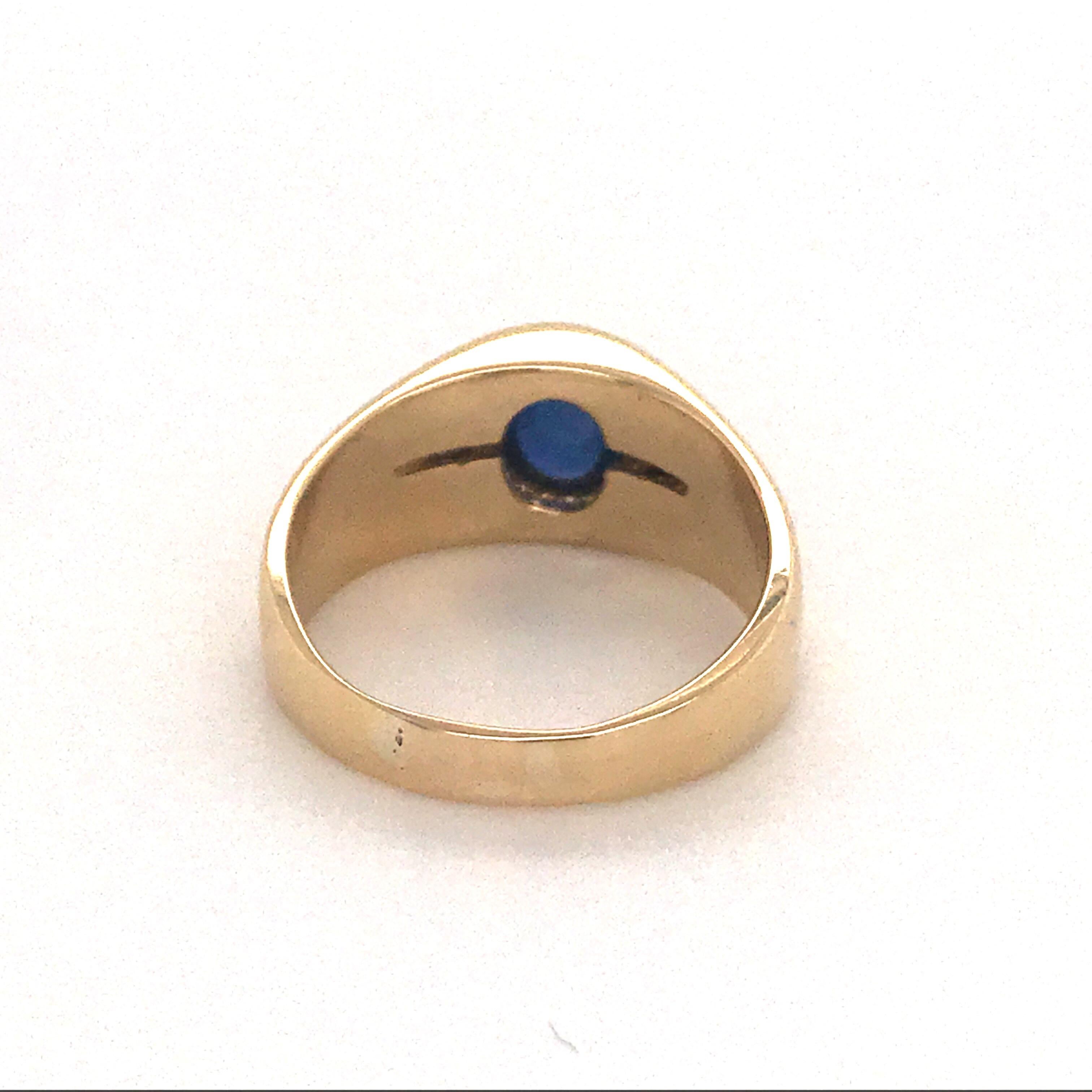 Women's or Men's Gents Sapphire Diamond Ring 14 Karat Yellow Gold