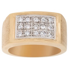 Gents Solid Diamond Ring in 14k Yellow Gold, 0.70 Carats in Diamonds
