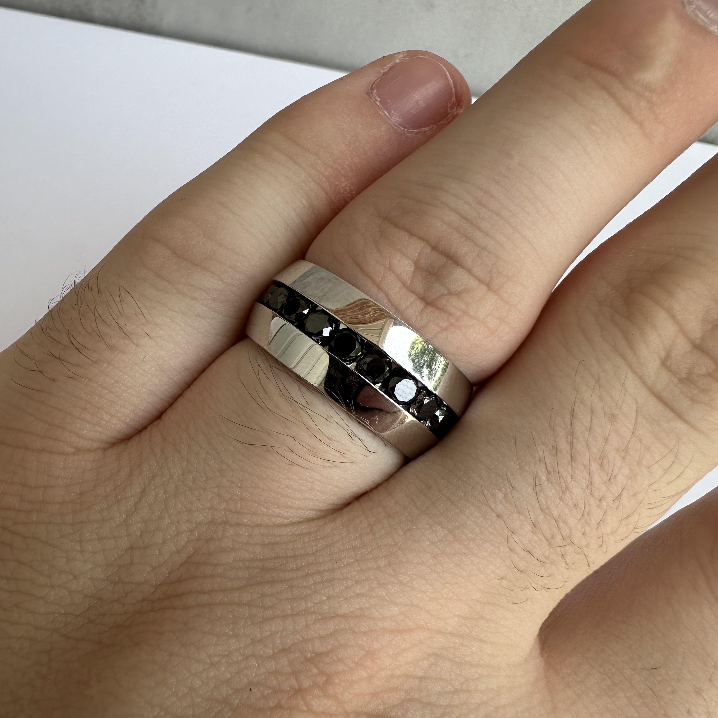 Gents Sterling Silver Black Diamond Ring - 1.50ctw, Size 10, New Condition In New Condition For Sale In West Hempstead, NY