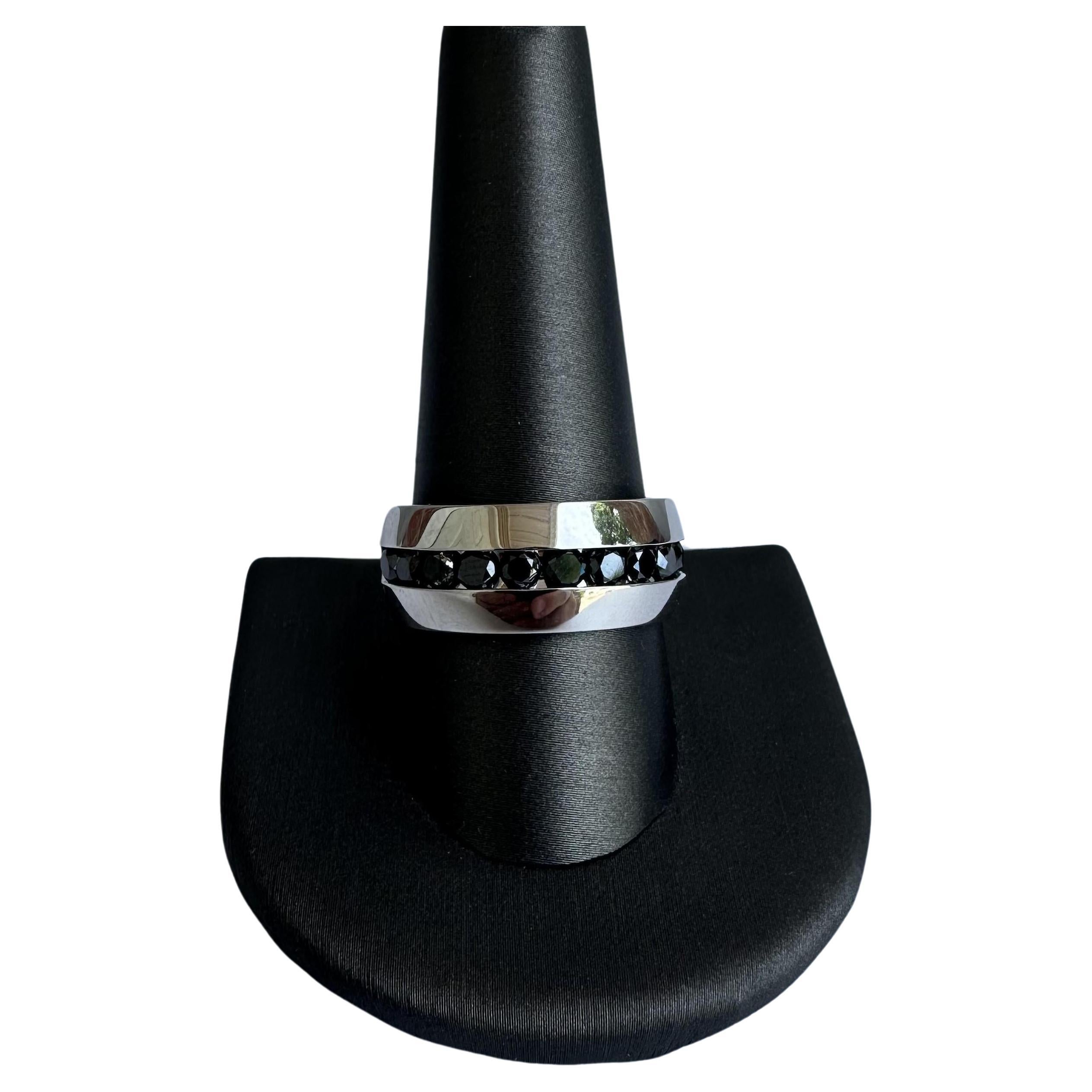Gents Sterling Silver Black Diamond Ring - 1.50ctw, Size 10, New Condition
