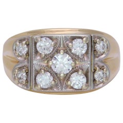 Gents Vintage 14 Karat Gold Diamond Statement Ring