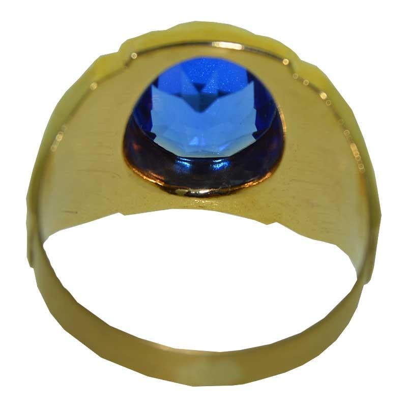 Gent's Vintage Art Deco Glass Stone Gold Ring, circa 1940s In Excellent Condition In Long Beach, CA