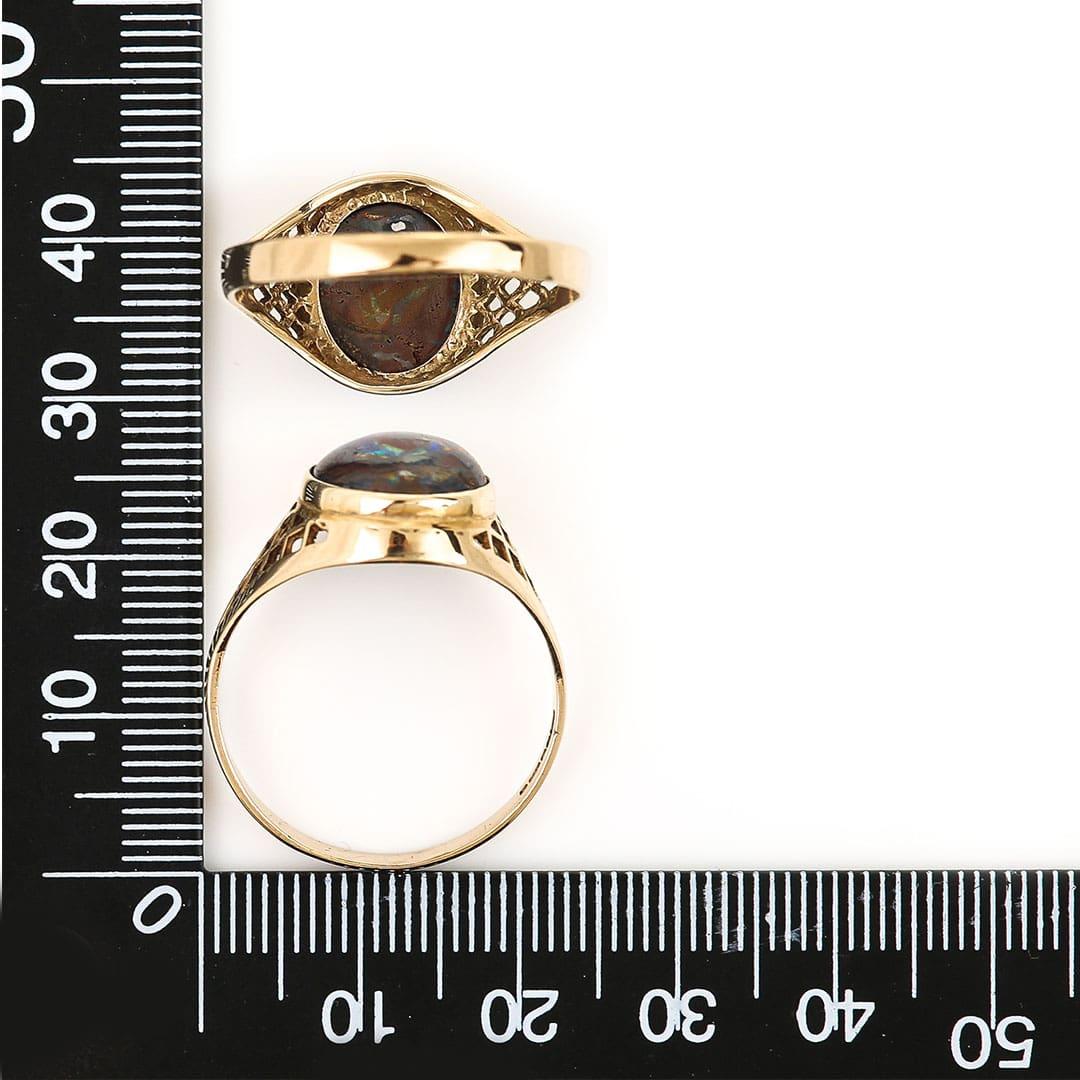 Gents Vintage Gold and Cabochon Opal Matrix Signet Ring, Circa 1980 3