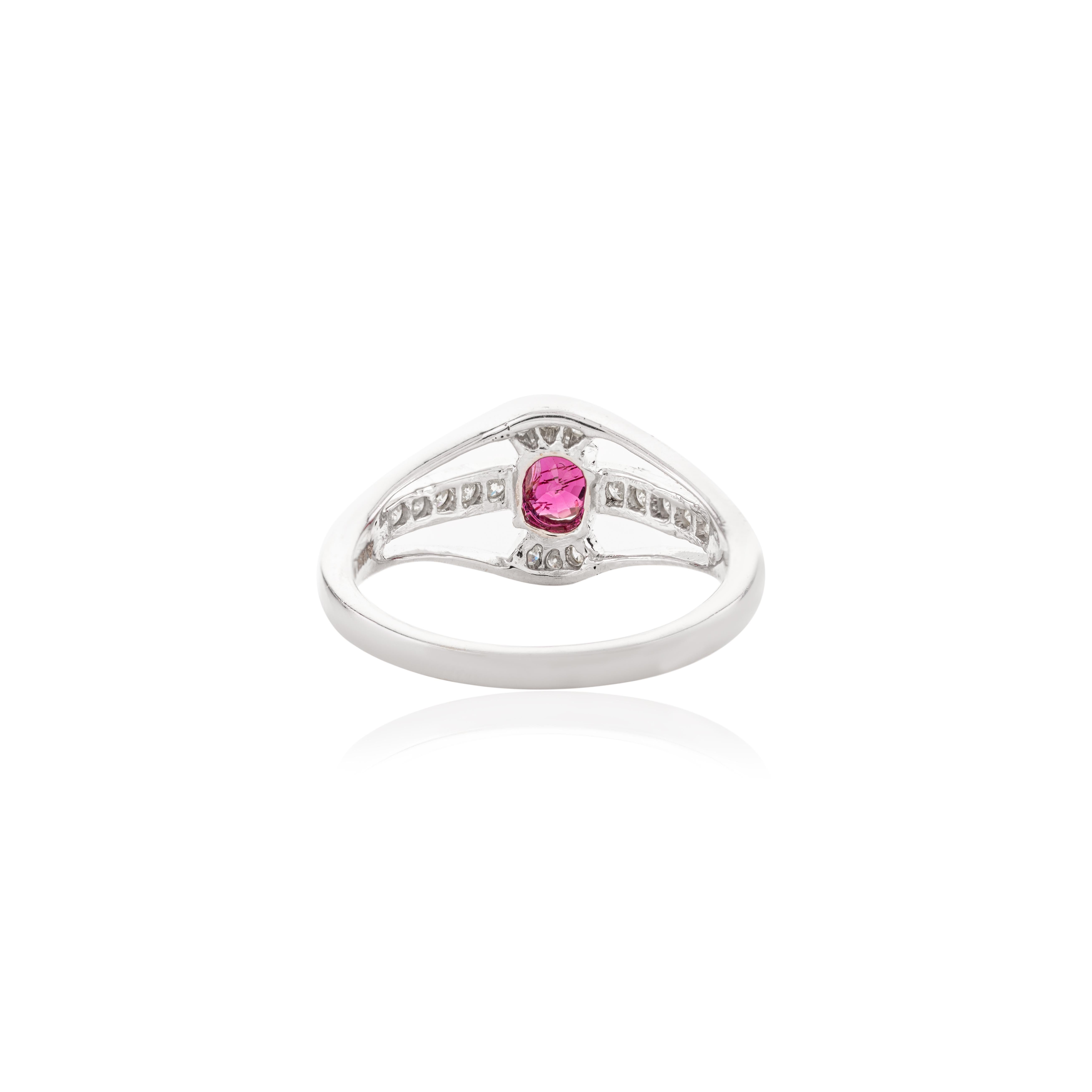 For Sale:  Genuine 0.44 Carat Ruby Diamond Wedding Ring Gift in 14k Solid White Gold 7