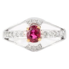 Anillo de boda con diamante rubí auténtico de 0,44 quilates, regalo en oro blanco macizo de 14 quilates