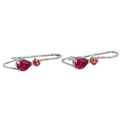 Boucles d'oreilles en rubis et saphirs véritables de 1 ct. 