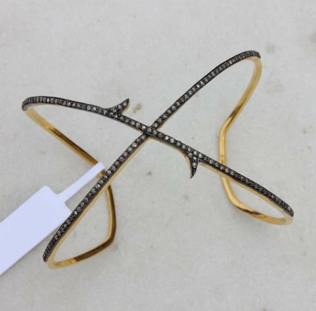 Autentico bracciale con diamanti 1,17 ct Pave Designer Bracciale in argento 925 fatto a mano In condizioni Nuovo in vendita a Chicago, IL