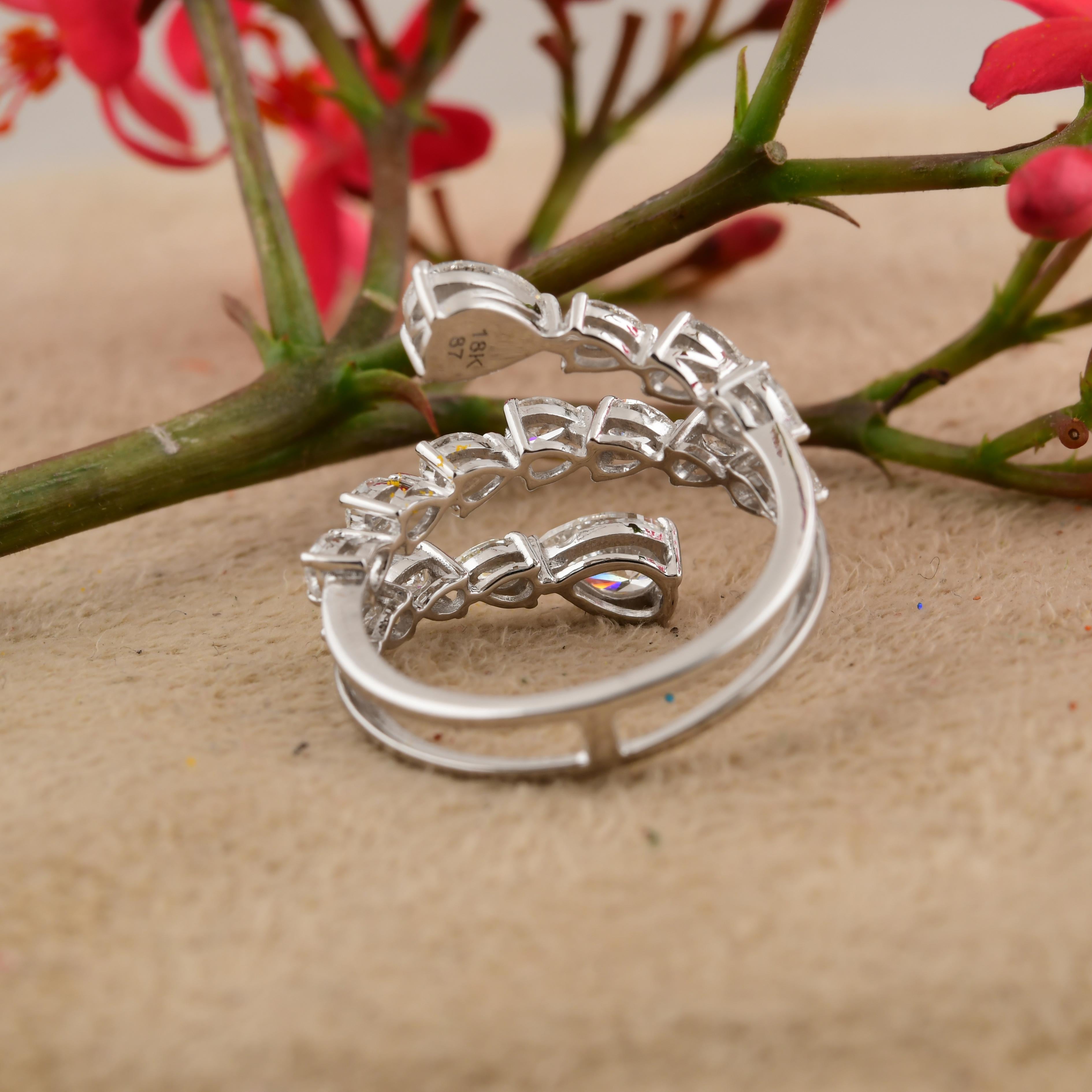 in vendita:  Anello nuziale aperto con diamanti naturali da 1,78 carati in oro bianco 14 carati 10