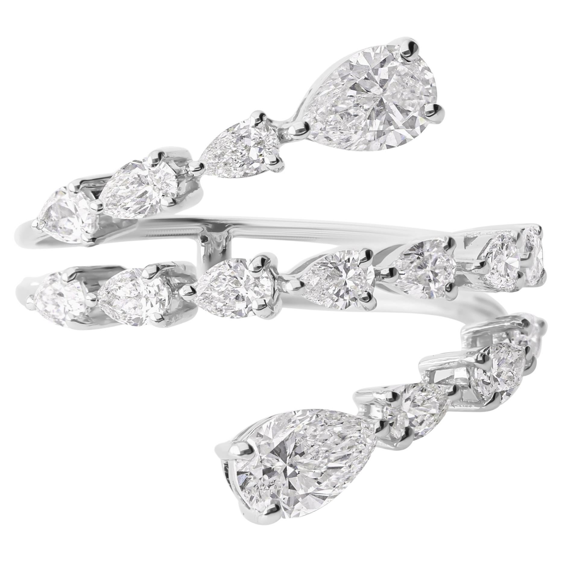 Véritable bague de mariage en or blanc 14 carats 1,78 ct de diamant naturel ouvert et croisé