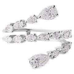 Genuine 14 Karat White Gold 1.78Ct Natural Diamond Open Crossover Wedding Ring