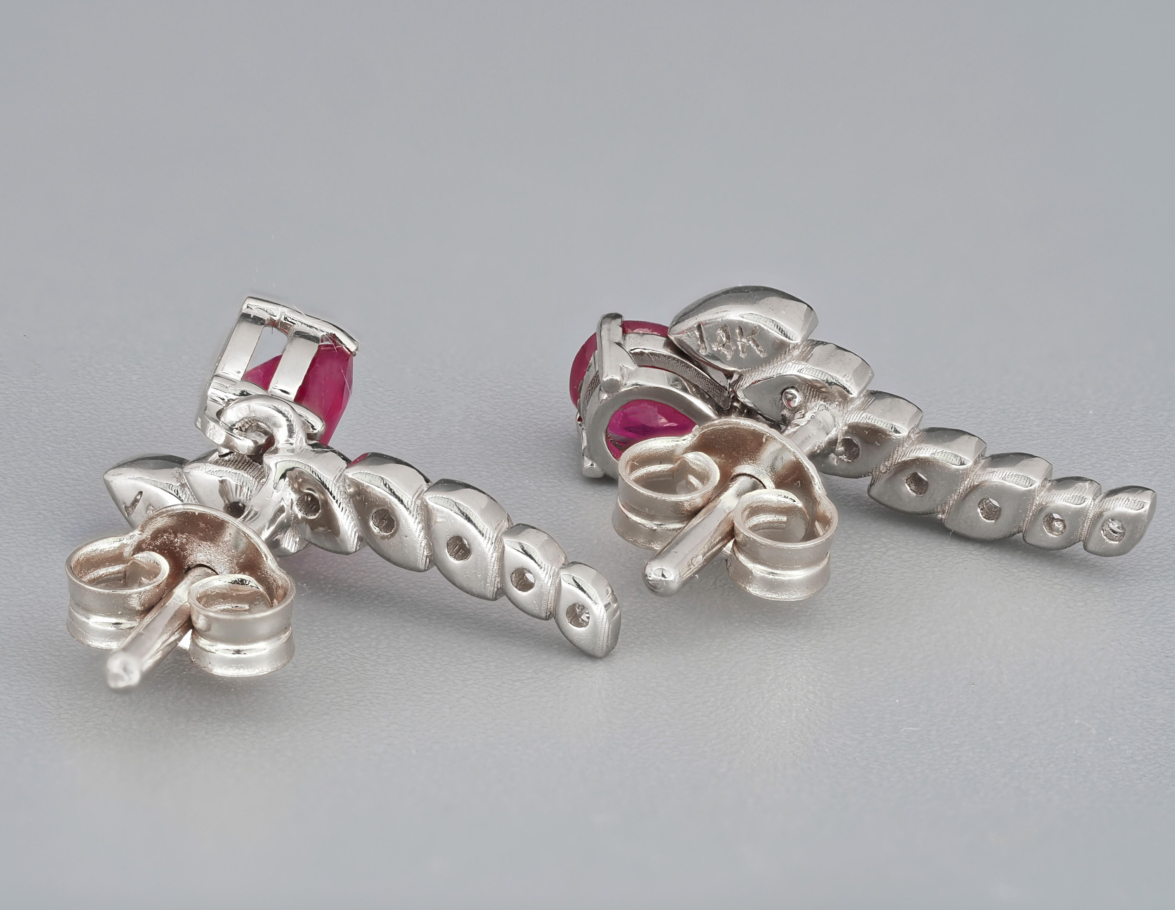 Genuine 1.5 ct rubies and diamonds earrings studs.  For Sale 3