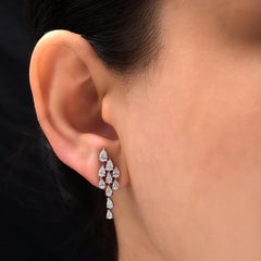 Genuine 1.51Ct Diamond Wedding Drop Earrings 14K White Gold All Tariffs Paid