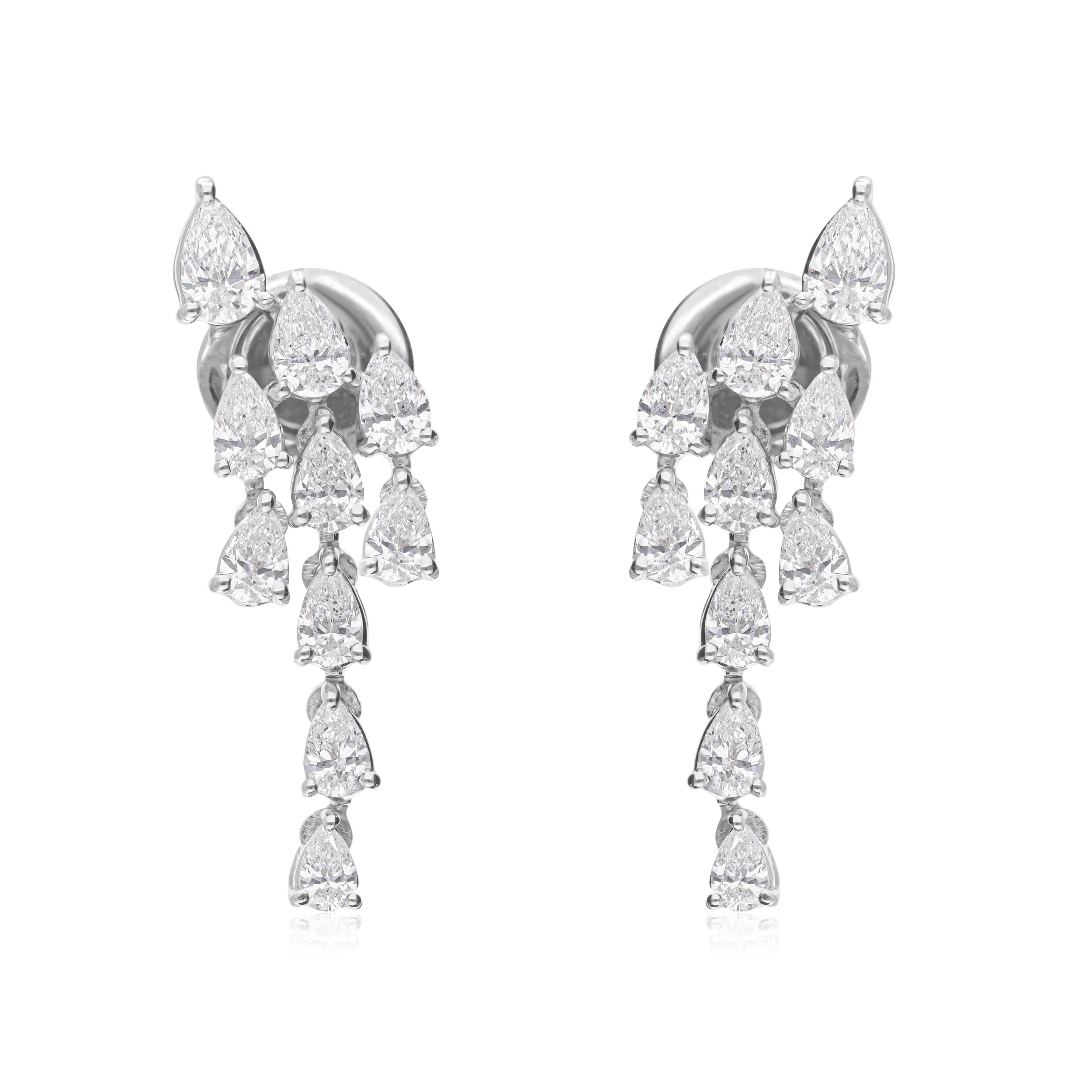 Echte 1.51Ct Diamant Hochzeit Tropfen Ohrringe 14K Weißgold Alle Zölle gezahlt im Angebot 3