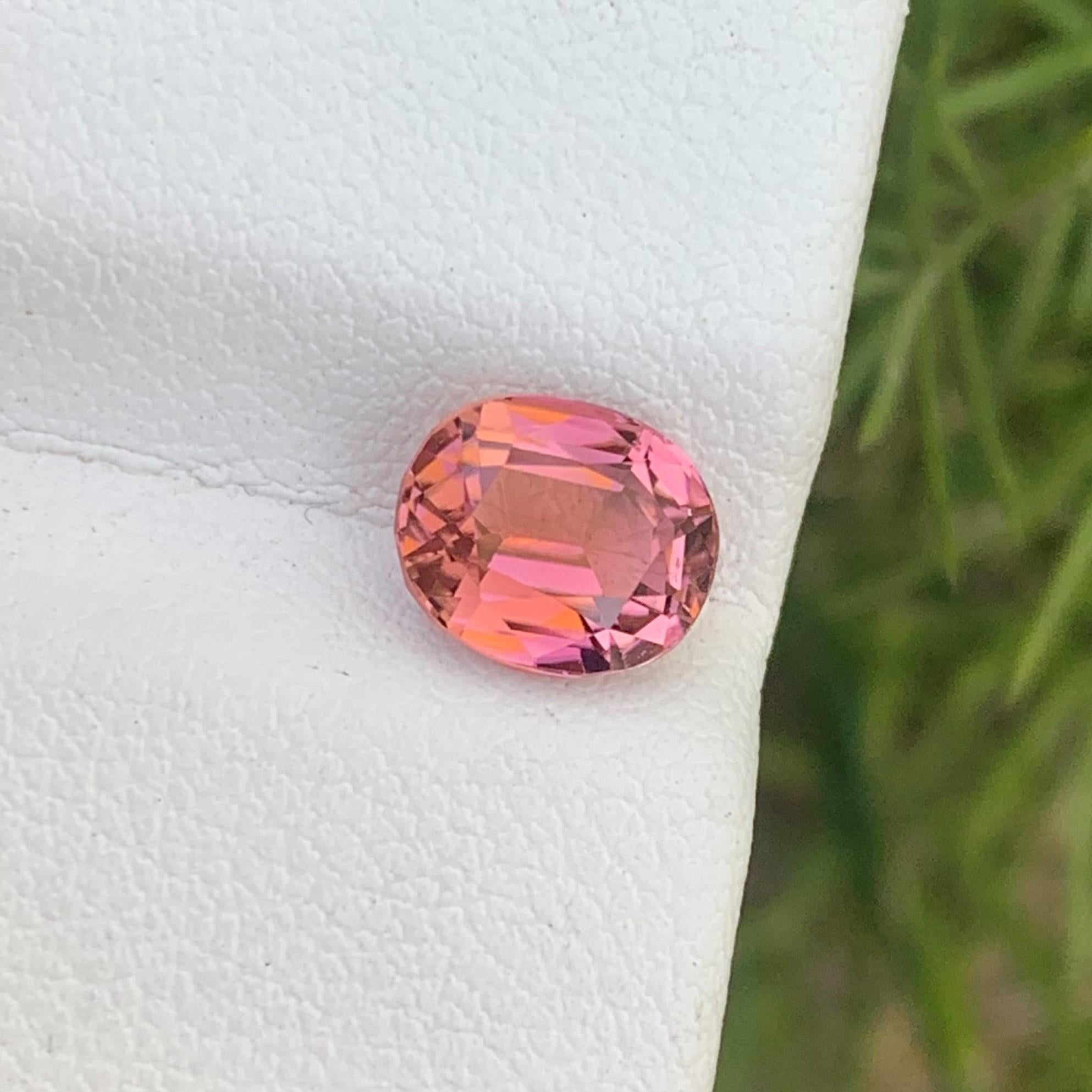 Faceted Tourmaline
Weight: 1.70 Carats
Dimension: 7.7x6.5x4.9 Mm
Origin: Afghanistan
Color: Pink
Shape: Oval
Cut:Cushion
Clarity: Eye Clean
Certificate: On Demand

With a rating between 7 and 7.5 on the Mohs scale of mineral hardness, tourmaline