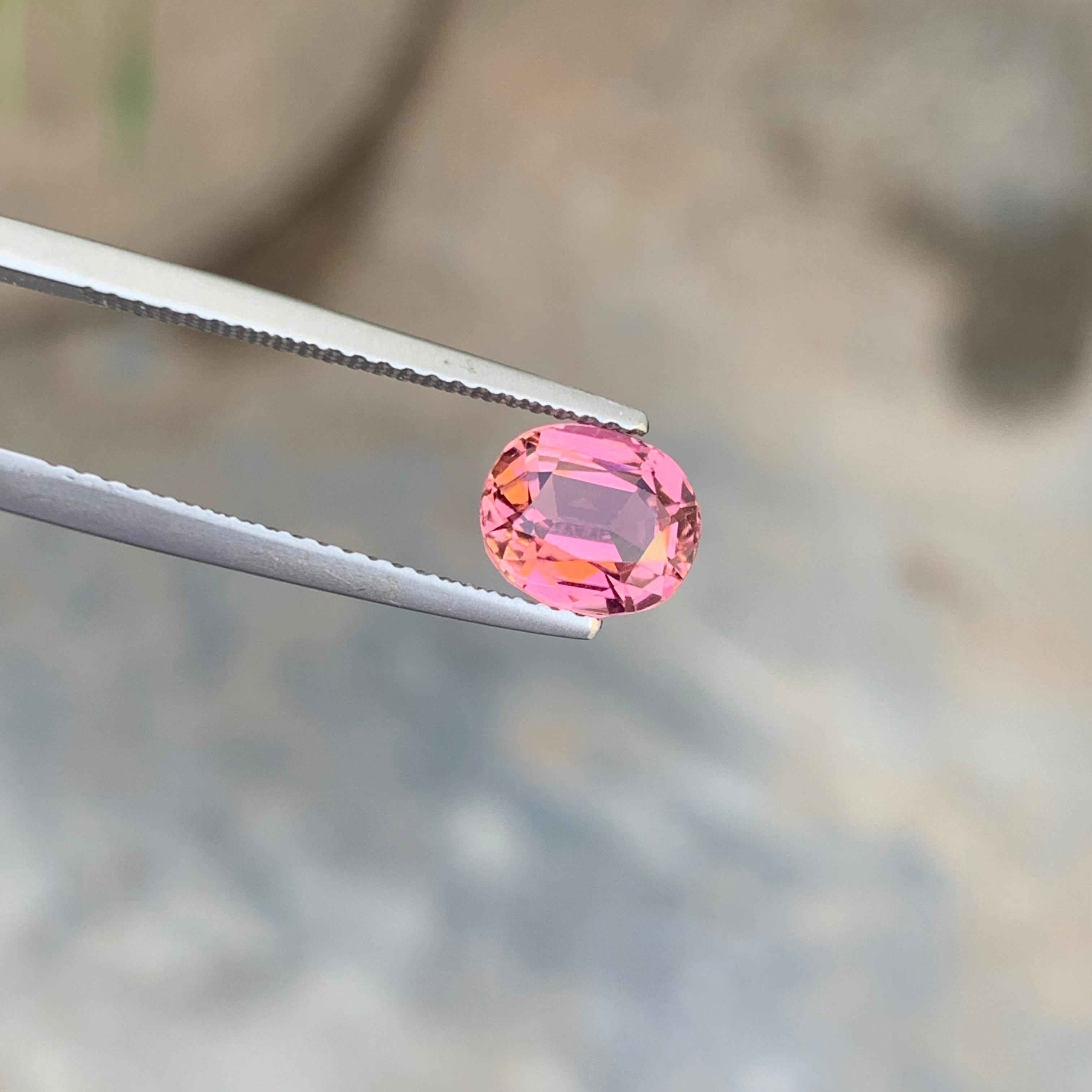Cushion Cut Genuine 1.70 Carat Natural Loose Pink Tourmaline Gemstone from Afghanistan Mine  For Sale