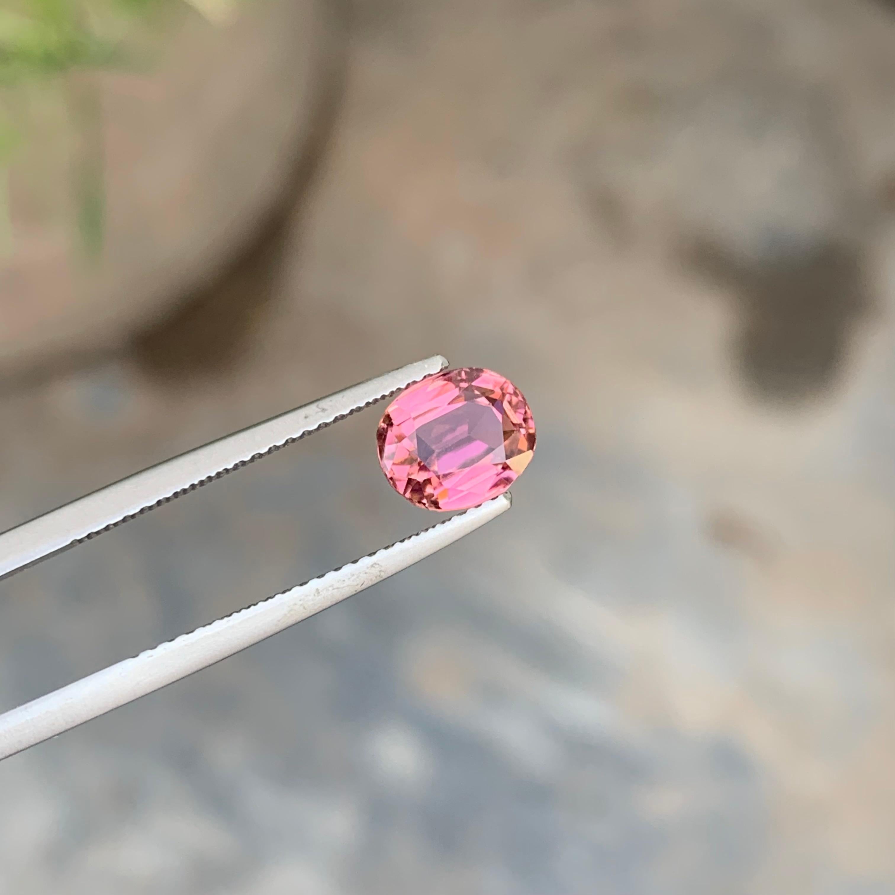 Women's or Men's Genuine 1.70 Carat Natural Loose Pink Tourmaline Gemstone from Afghanistan Mine  For Sale