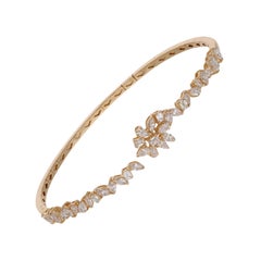 Genuine 1.73Ct SI/H Multi Cut Diamond Open Cuff Bracelet 18k Yellow Gold Jewelry