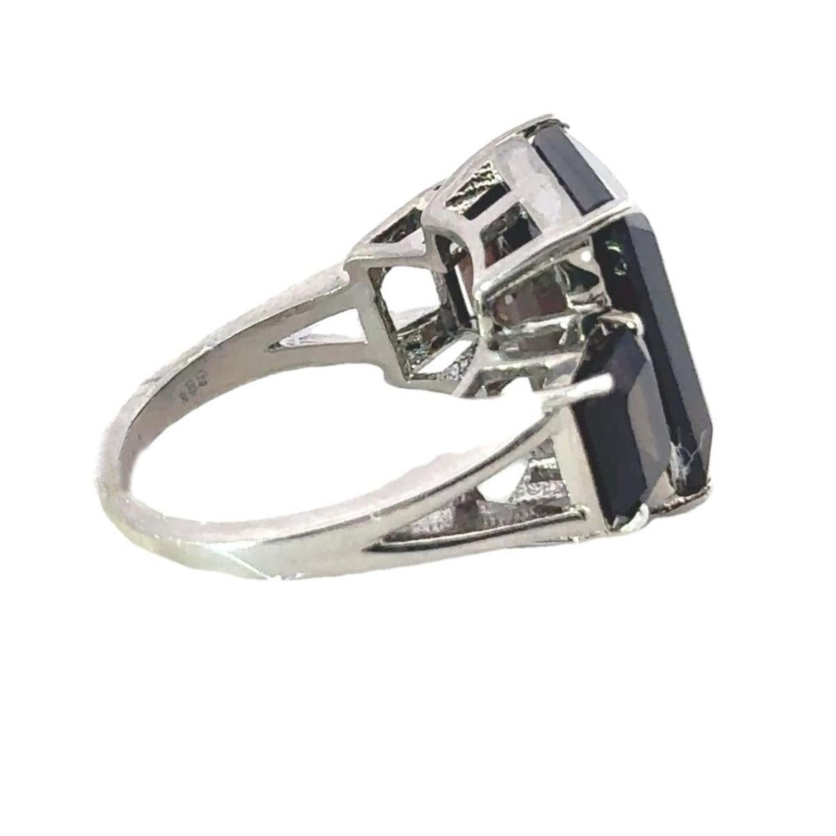 For Sale:  Genuine 17.6 ct Smoky Topaz Three Stone Cocktail Ring in 925 Solid Silver 5