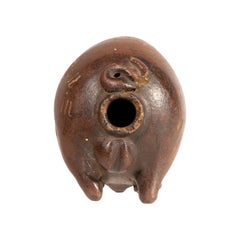 Genuine 1880s Albany Slip Glazed Anna Pottery Stoneware Pig Flask
