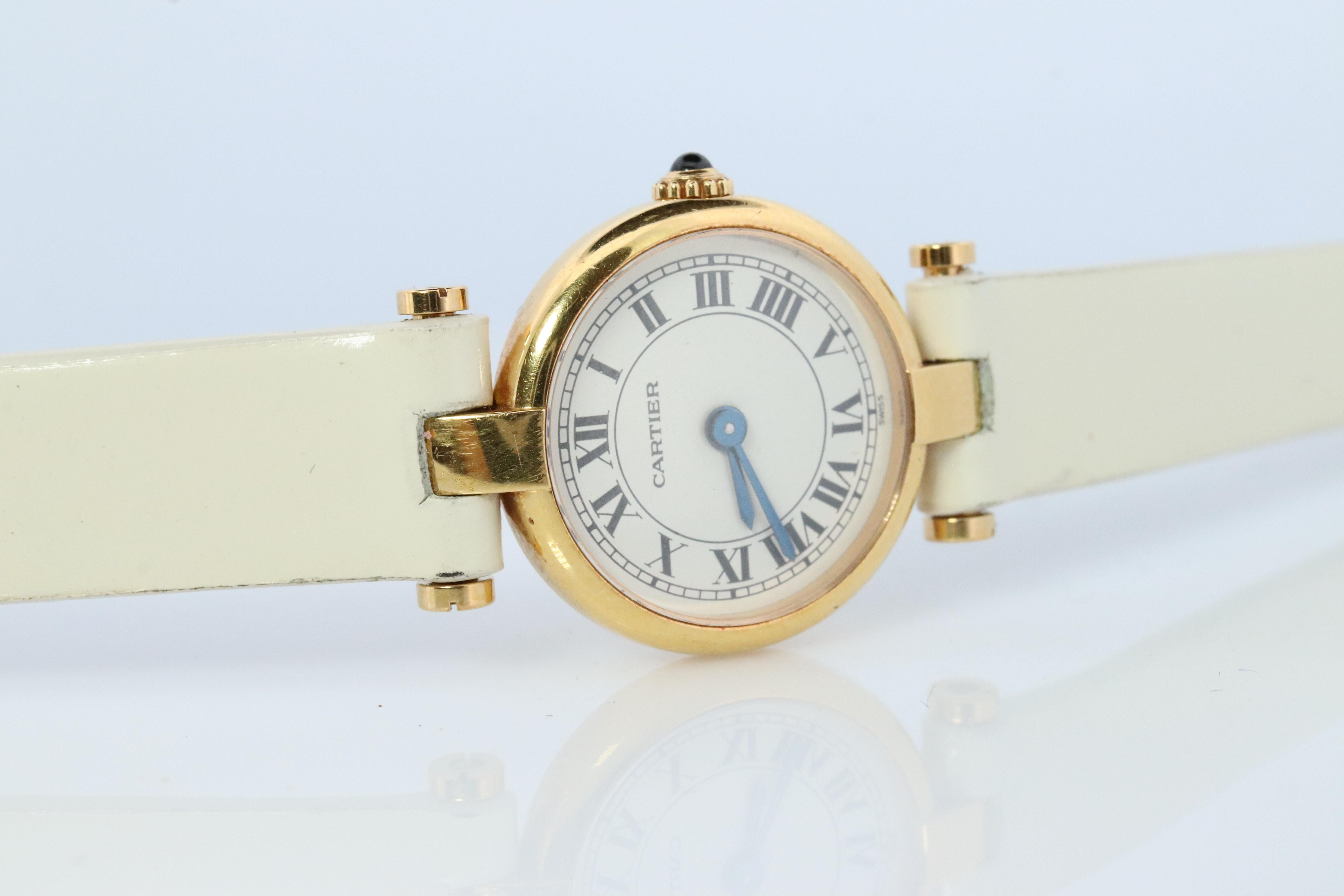 Modern Genuine 18k Cartier Watch. 18k Gold Cartier Vendome 2163 Watch. CARTIER Mini