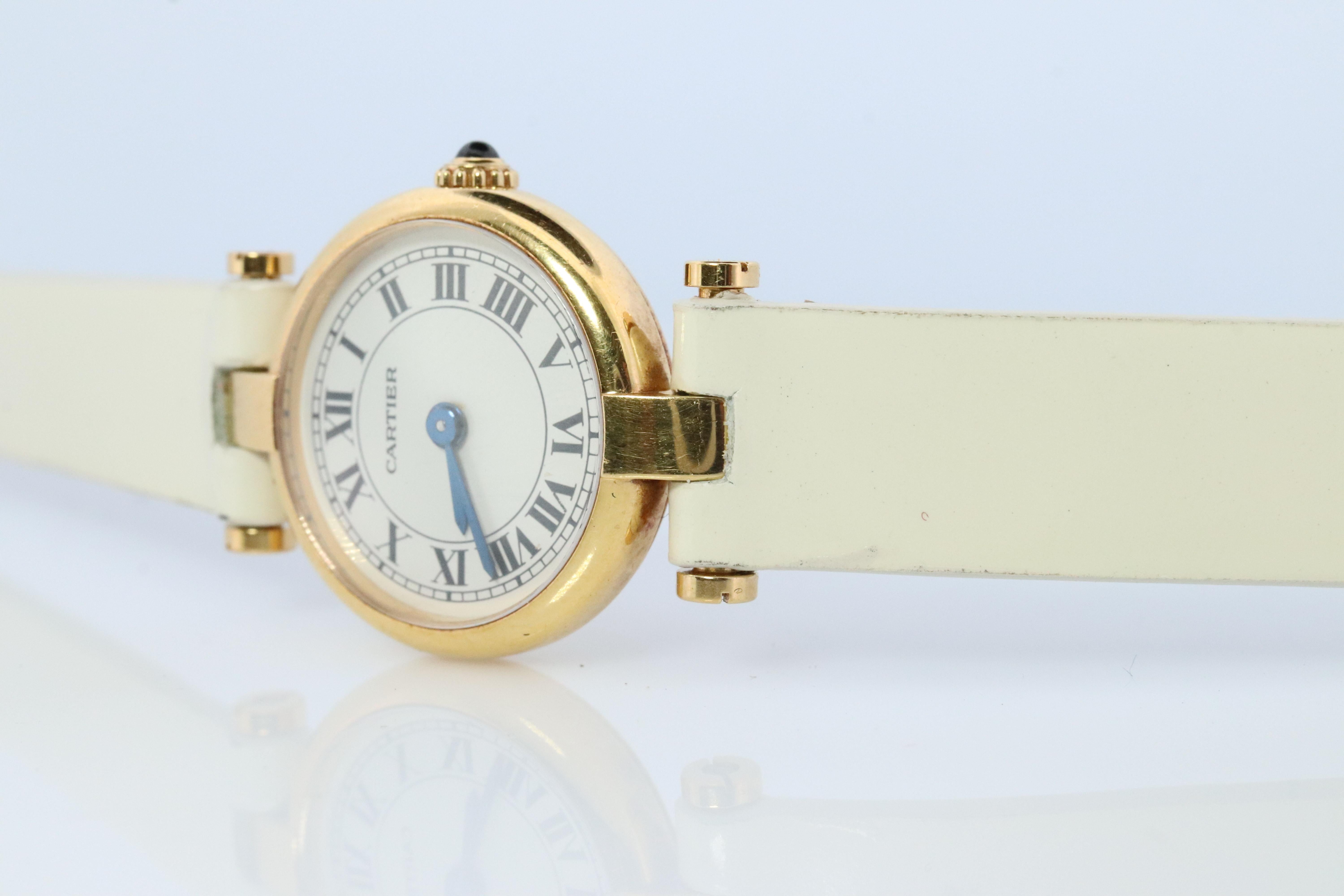 Cabochon Genuine 18k Cartier Watch. 18k Gold Cartier Vendome 2163 Watch. CARTIER Mini