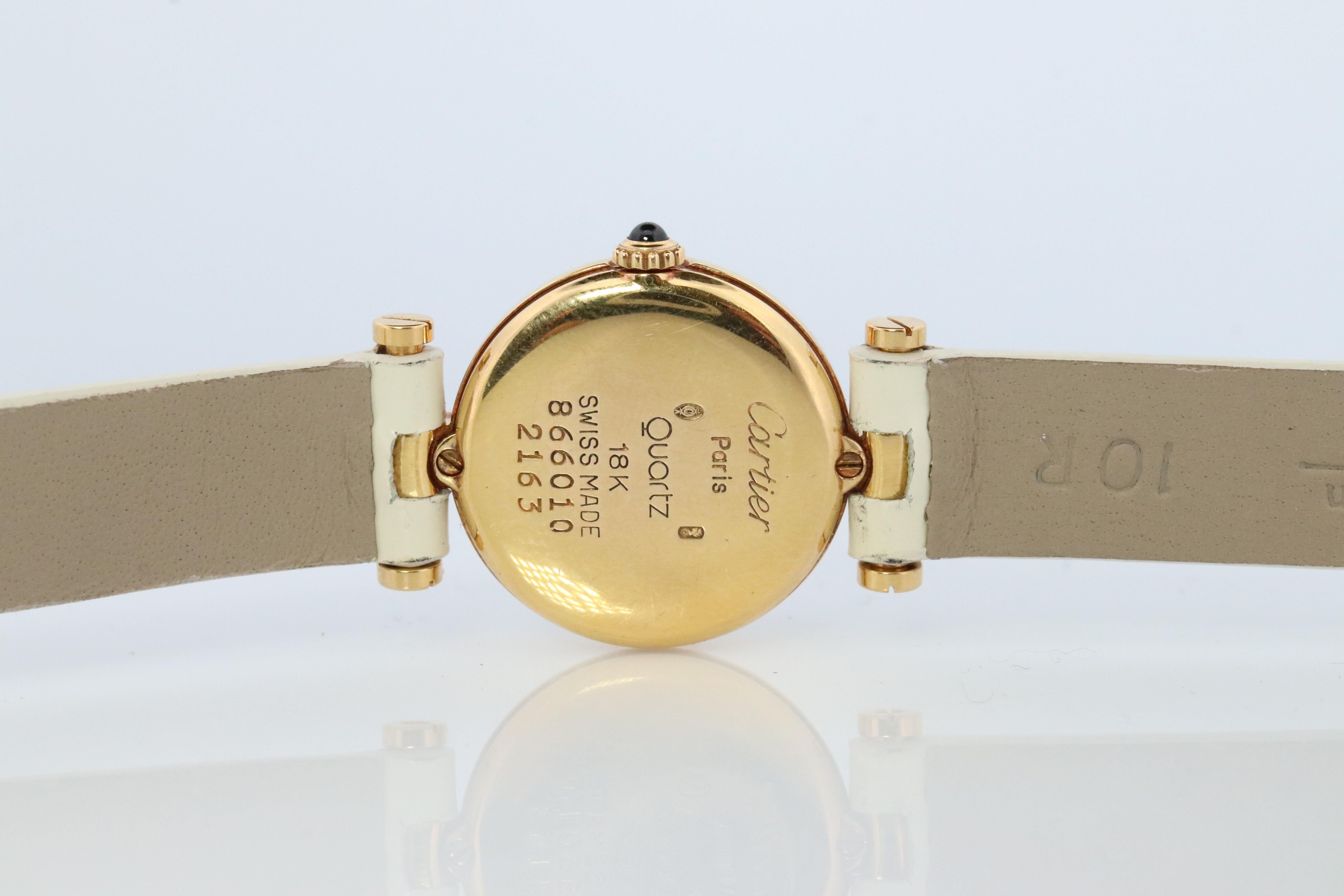 Genuine 18k Cartier Watch. 18k Gold Cartier Vendome 2163 Watch. CARTIER Mini In Good Condition In Port Charlotte, FL