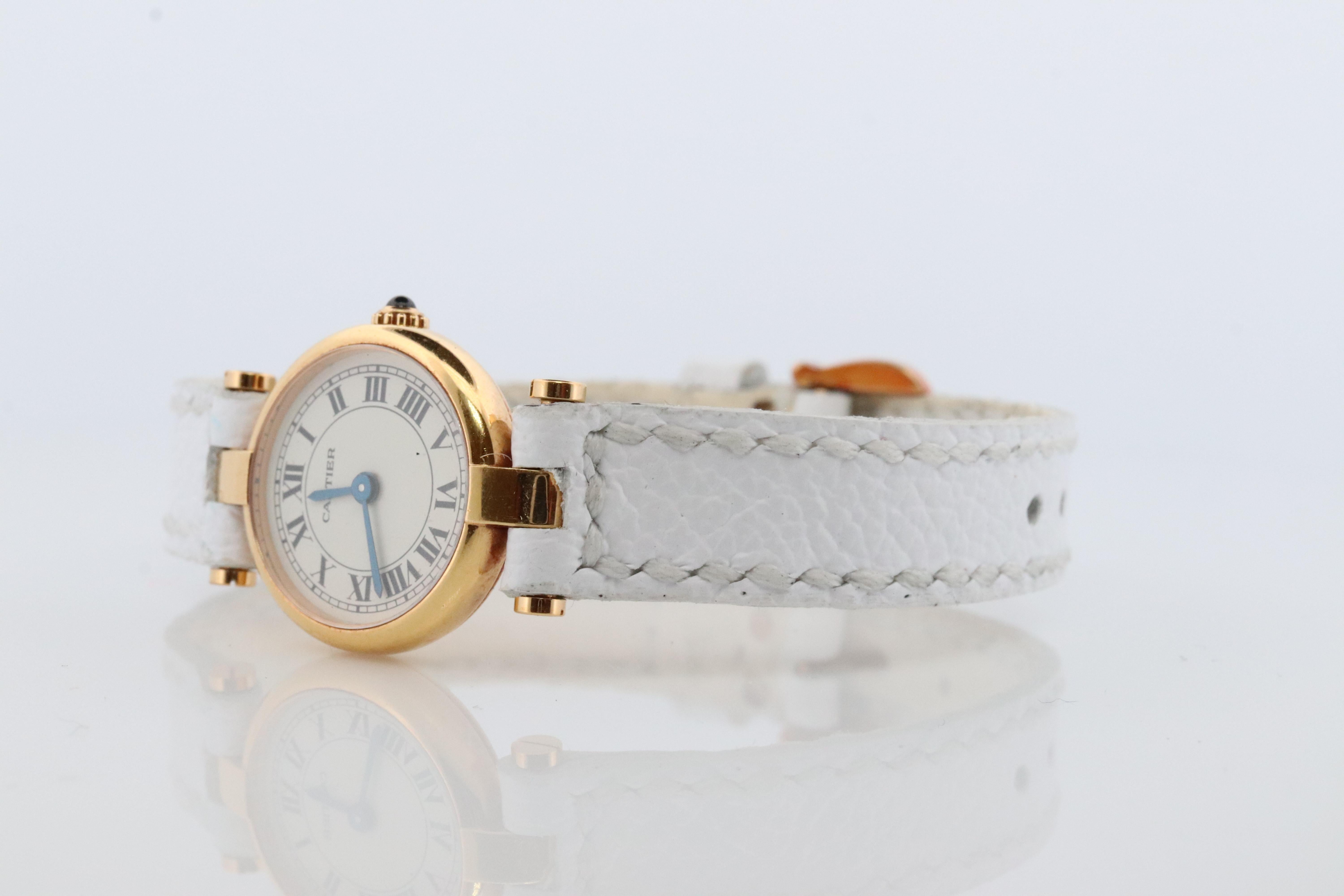Genuine 18k Cartier Uhr. 18k Gold Cartier Vendome 2163 Uhr. CARTIER Mini 2