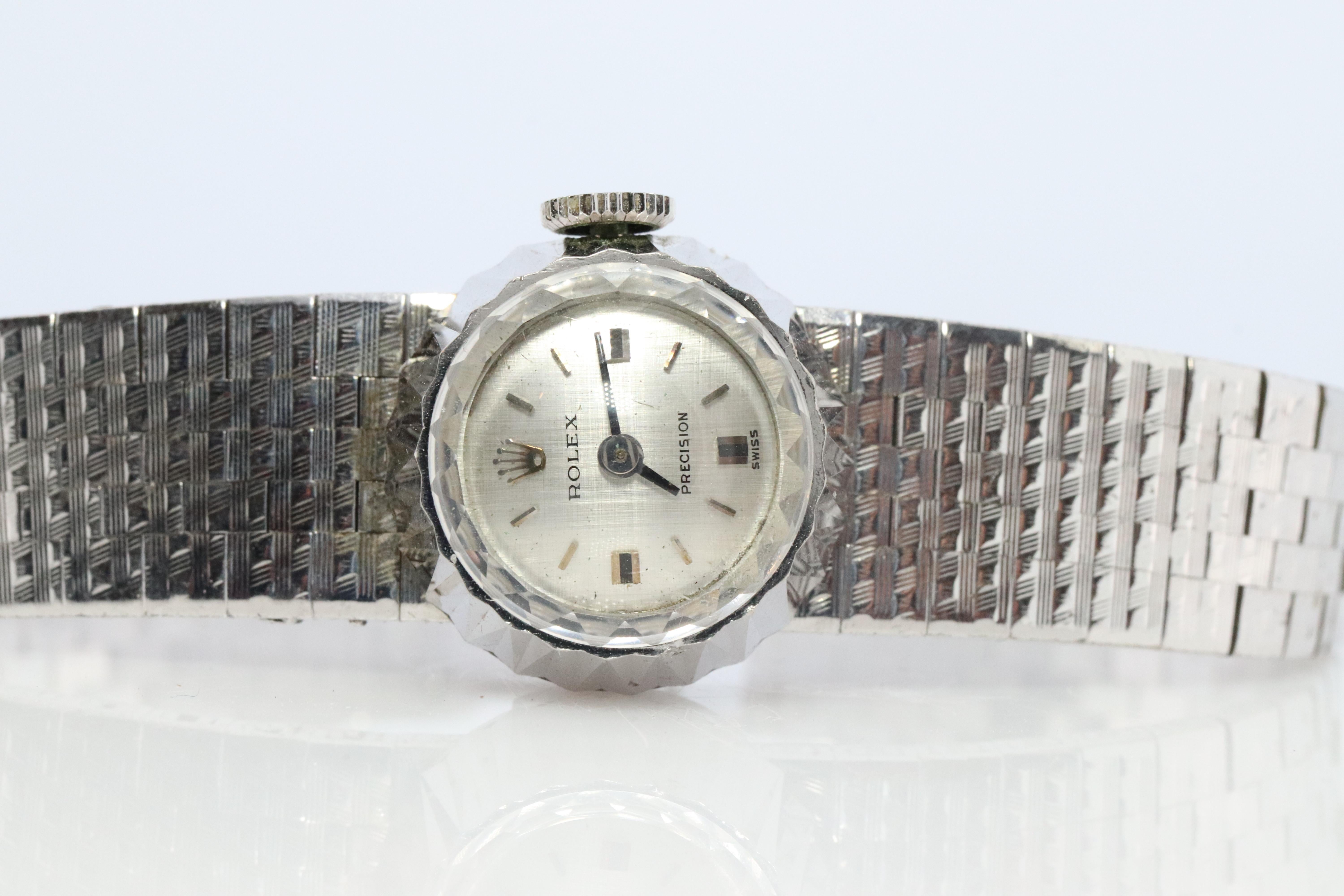 Modern Genuine 18k Rolex Orchid Watch. 18k WG Ladies 2032 Dainty 1960s Ladies Rolex For Sale