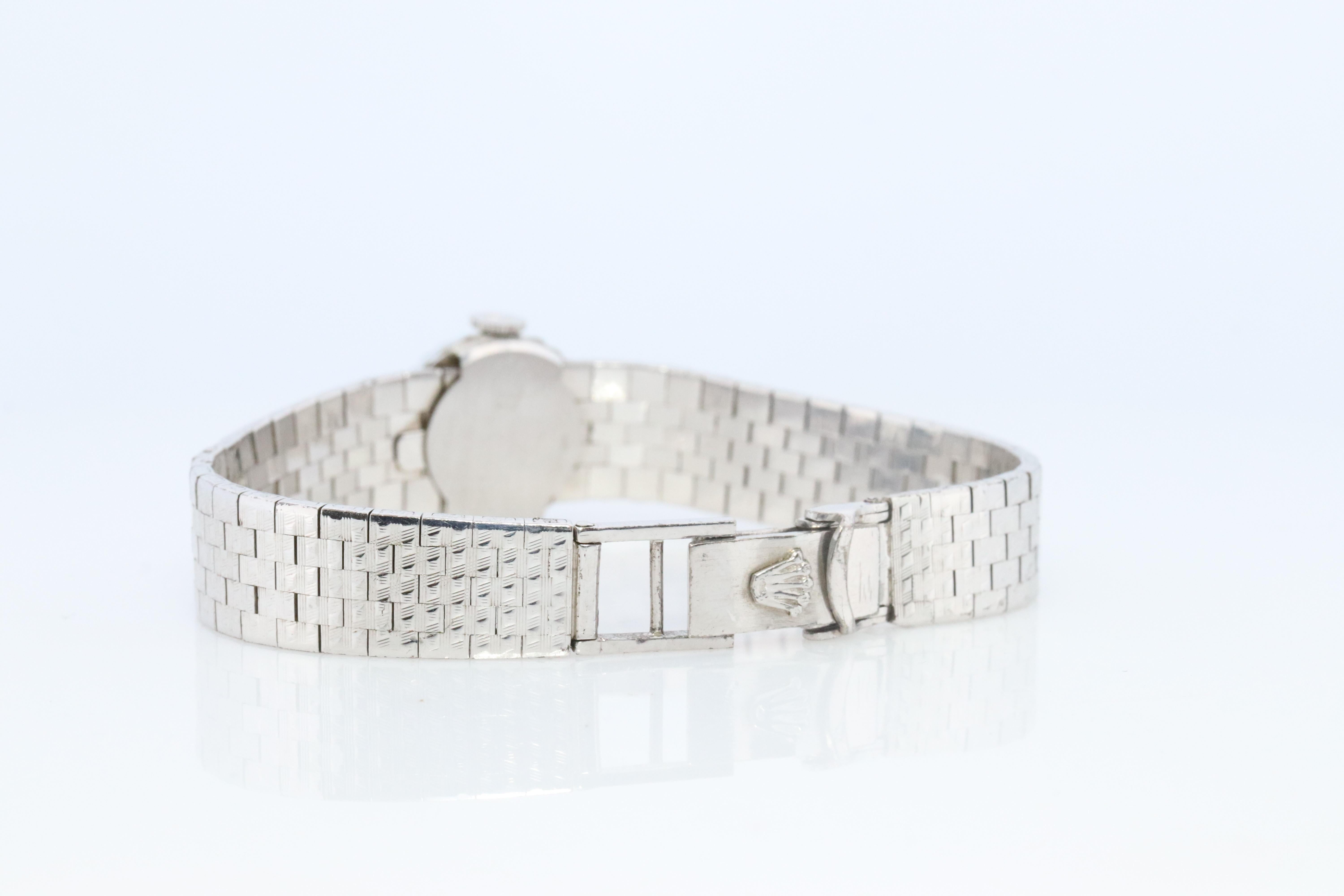 Women's Genuine 18k Rolex Orchid Watch. 18k WG Ladies 2032 Dainty 1960s Ladies Rolex For Sale