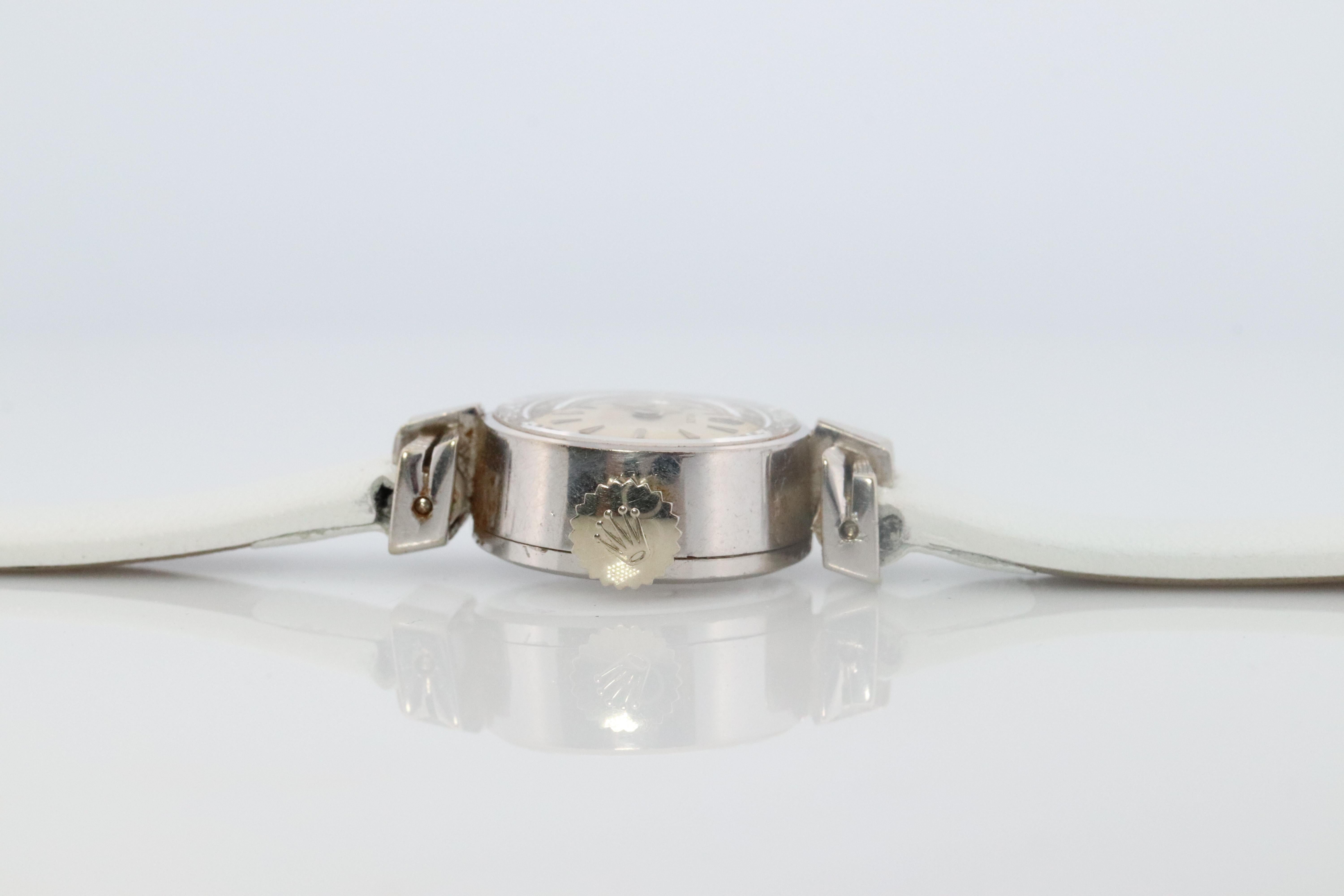Genuine 18k Rolex Orchid Watch. 18k WG Ladies 2247 Dainty 1960s Ladies Rolex For Sale 4