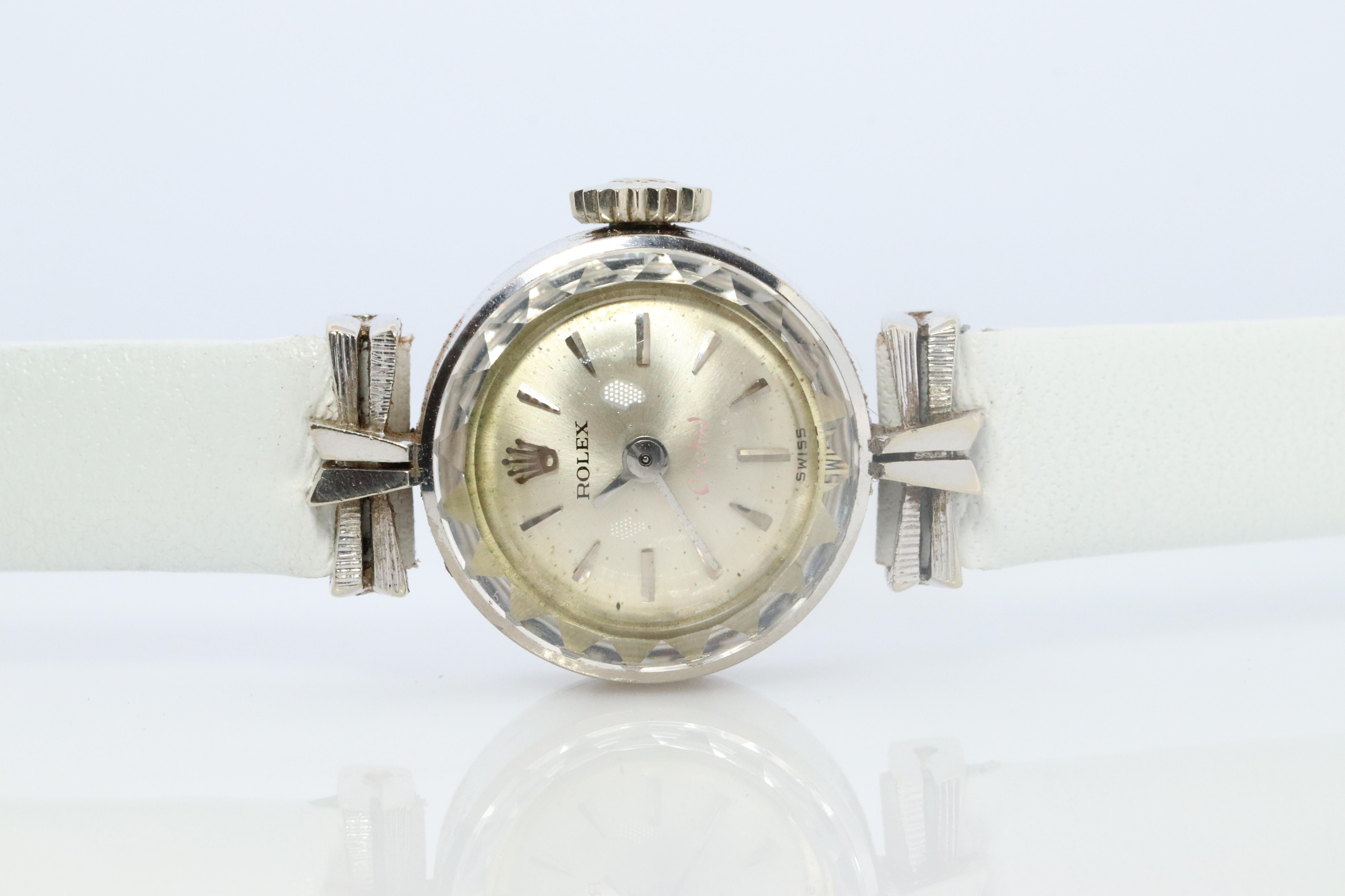 Genuine 18k Rolex Orchideenuhr. 18k WG Damen 2247 Dainty 1960er Jahre Damen Rolex